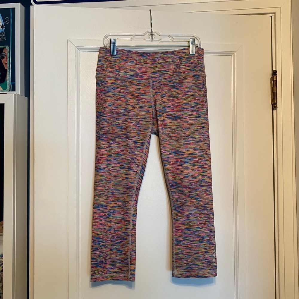 Reebok multicolor cropped workout pants, size S